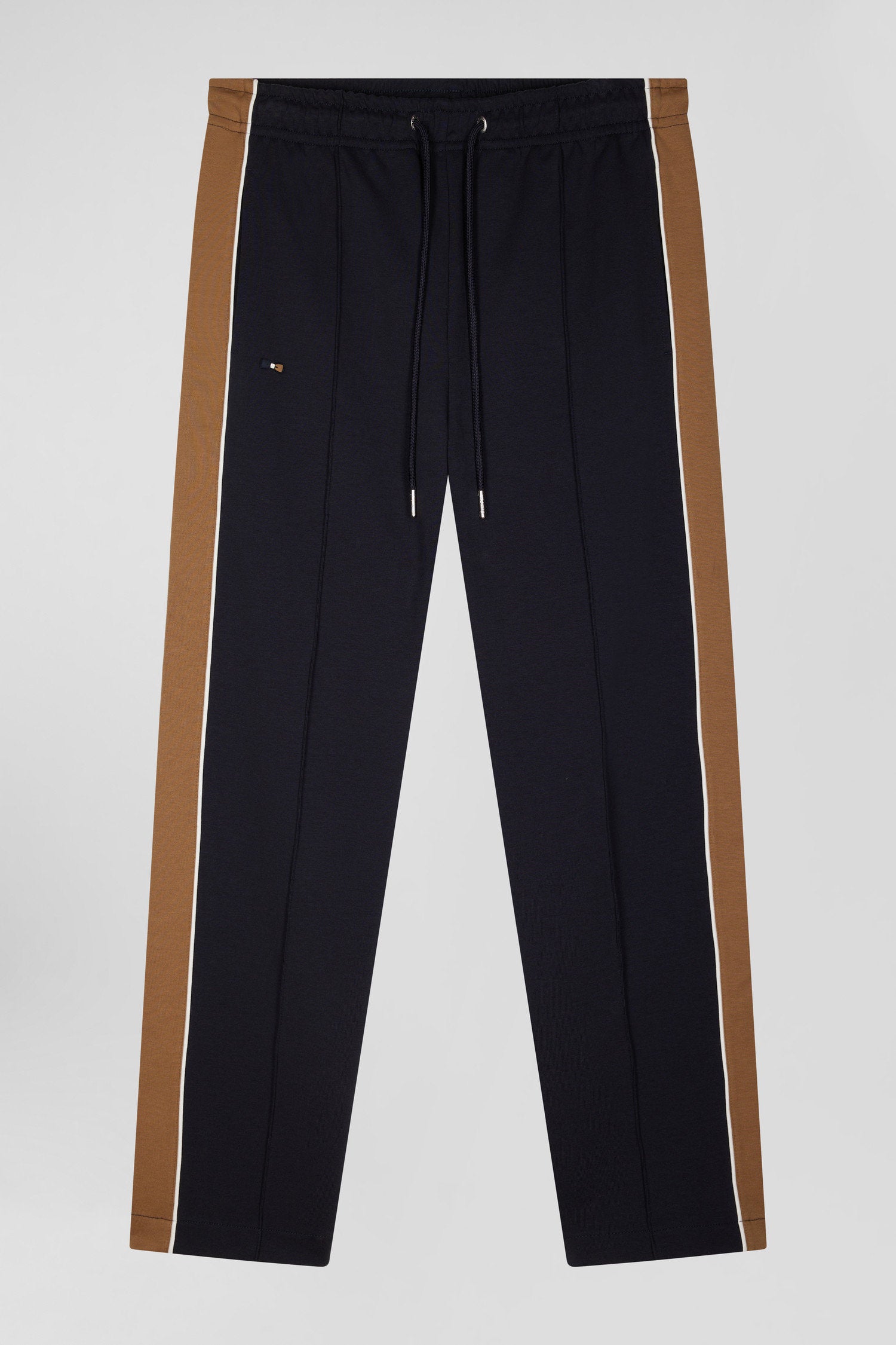 Regular Camel Mixed Cotton Jogging Bottoms with Leg Piping_H24MAIJO0006_BEF4_03