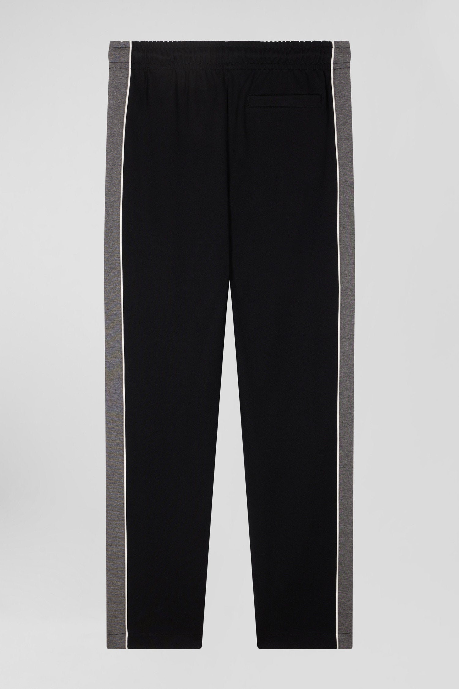 Regular Black Mixed Cotton Jogging Bottoms with Leg Piping_H24MAIJO0006_NO_05