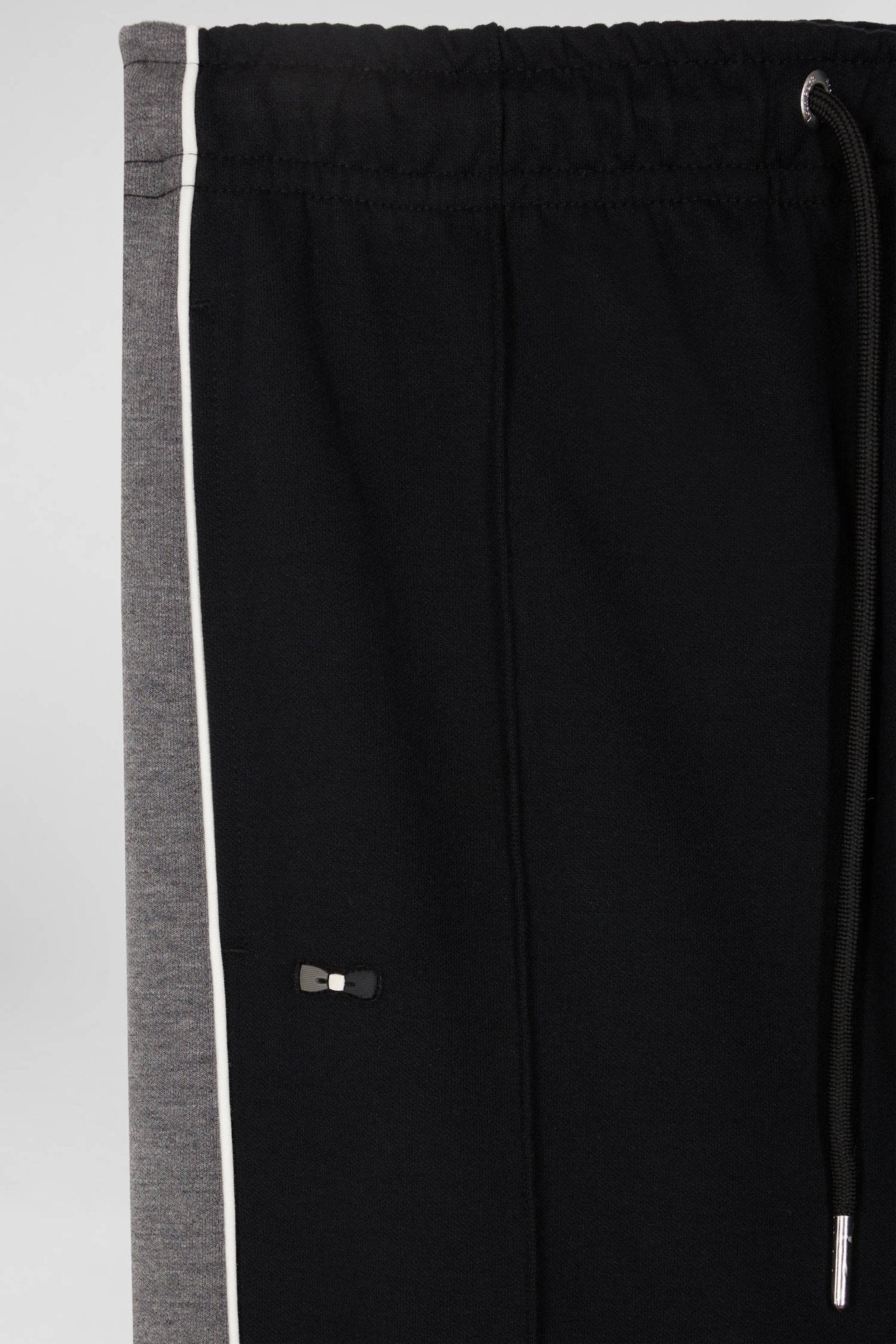 Regular Black Mixed Cotton Jogging Bottoms with Leg Piping_H24MAIJO0006_NO_06