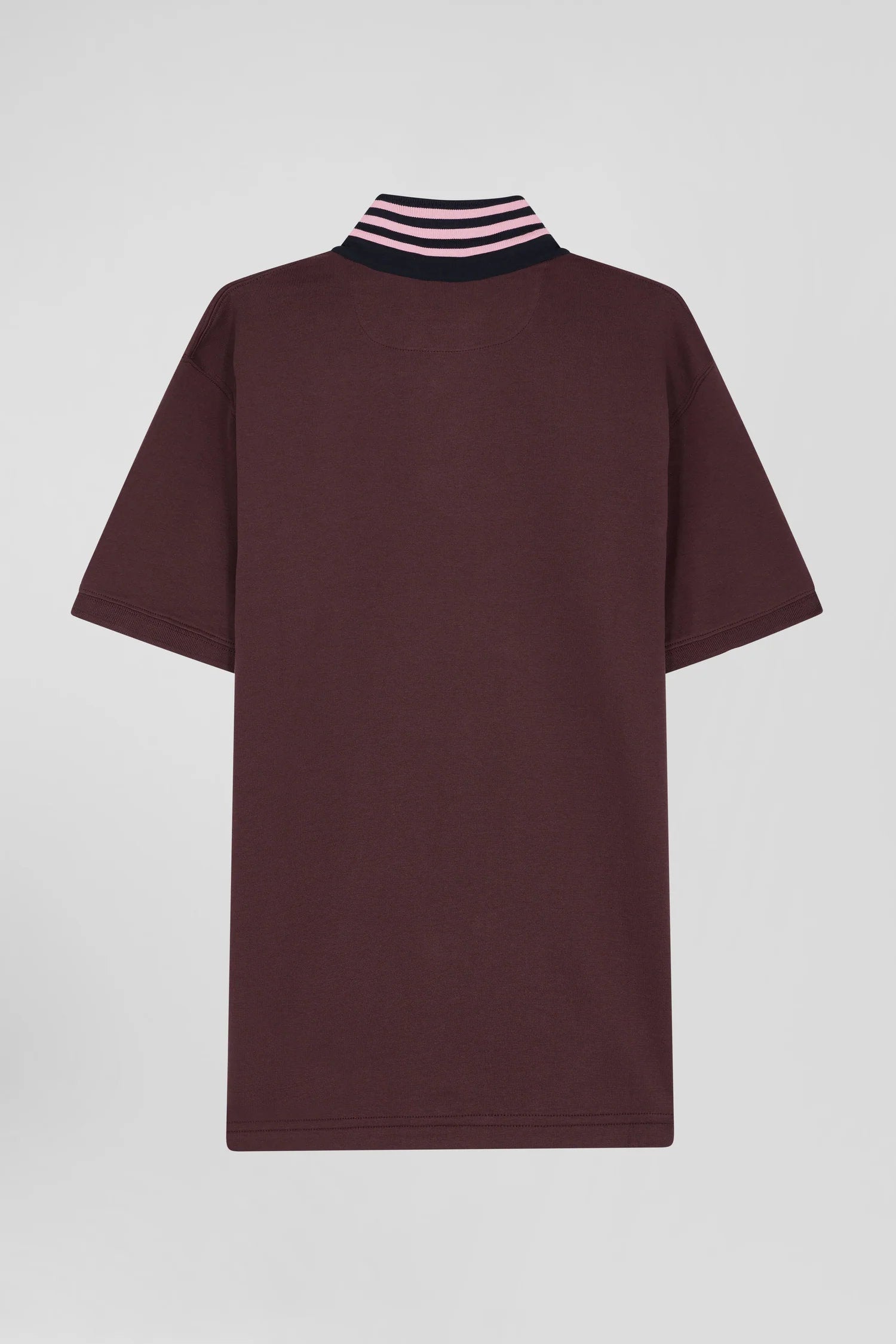 Regular Burgundy Cotton Rugby Shirt With Striped Undercollar_02