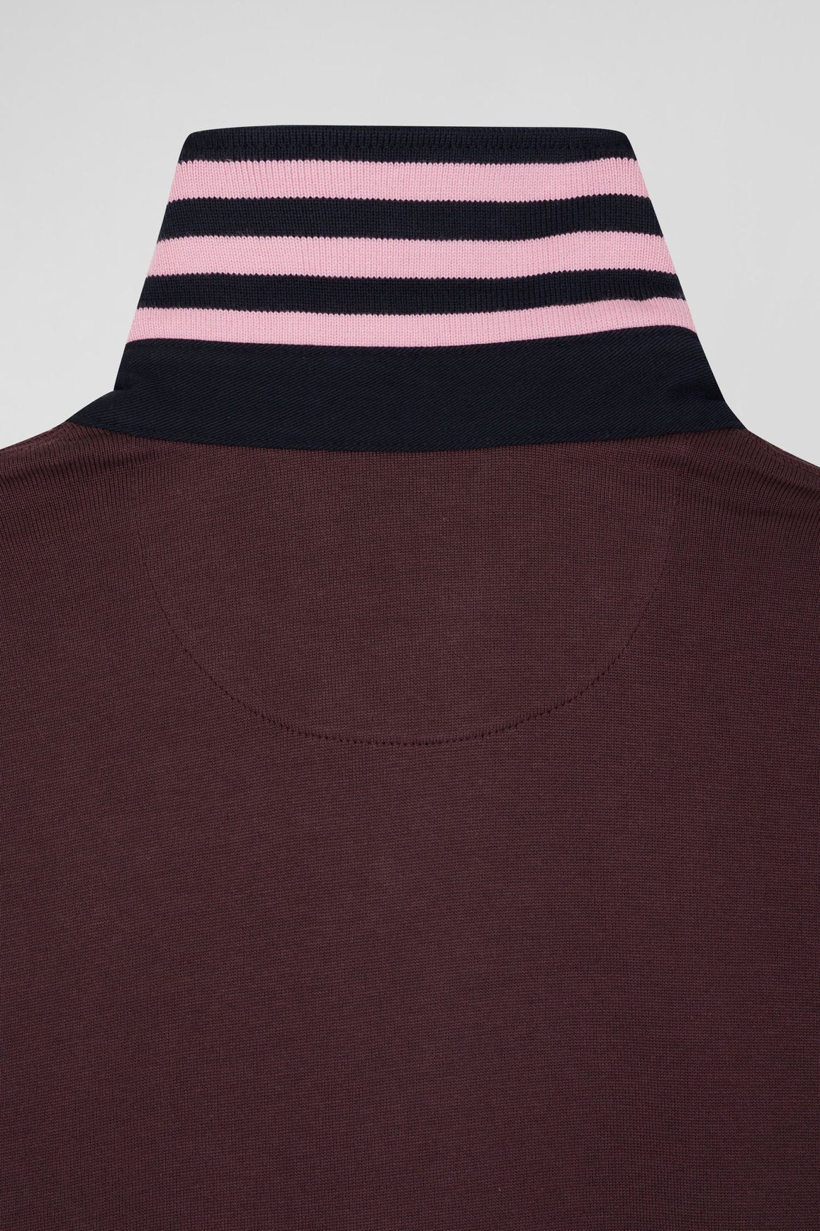 Regular Burgundy Cotton Rugby Shirt With Striped Undercollar_04