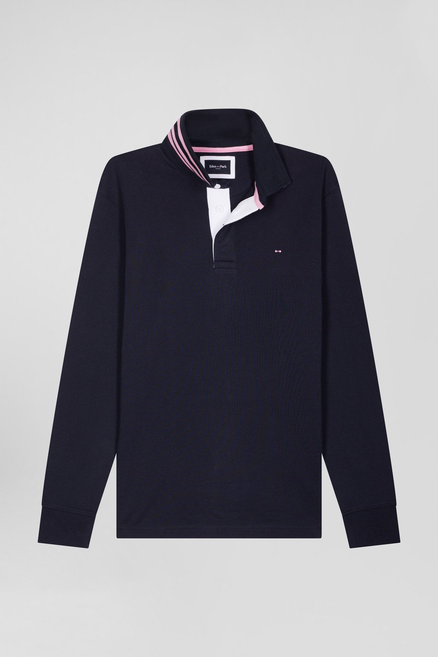 Regular Navy Blue Long-Sleeved Pima Cotton Rugby Shirt_H24MAIML0001_BLF_03