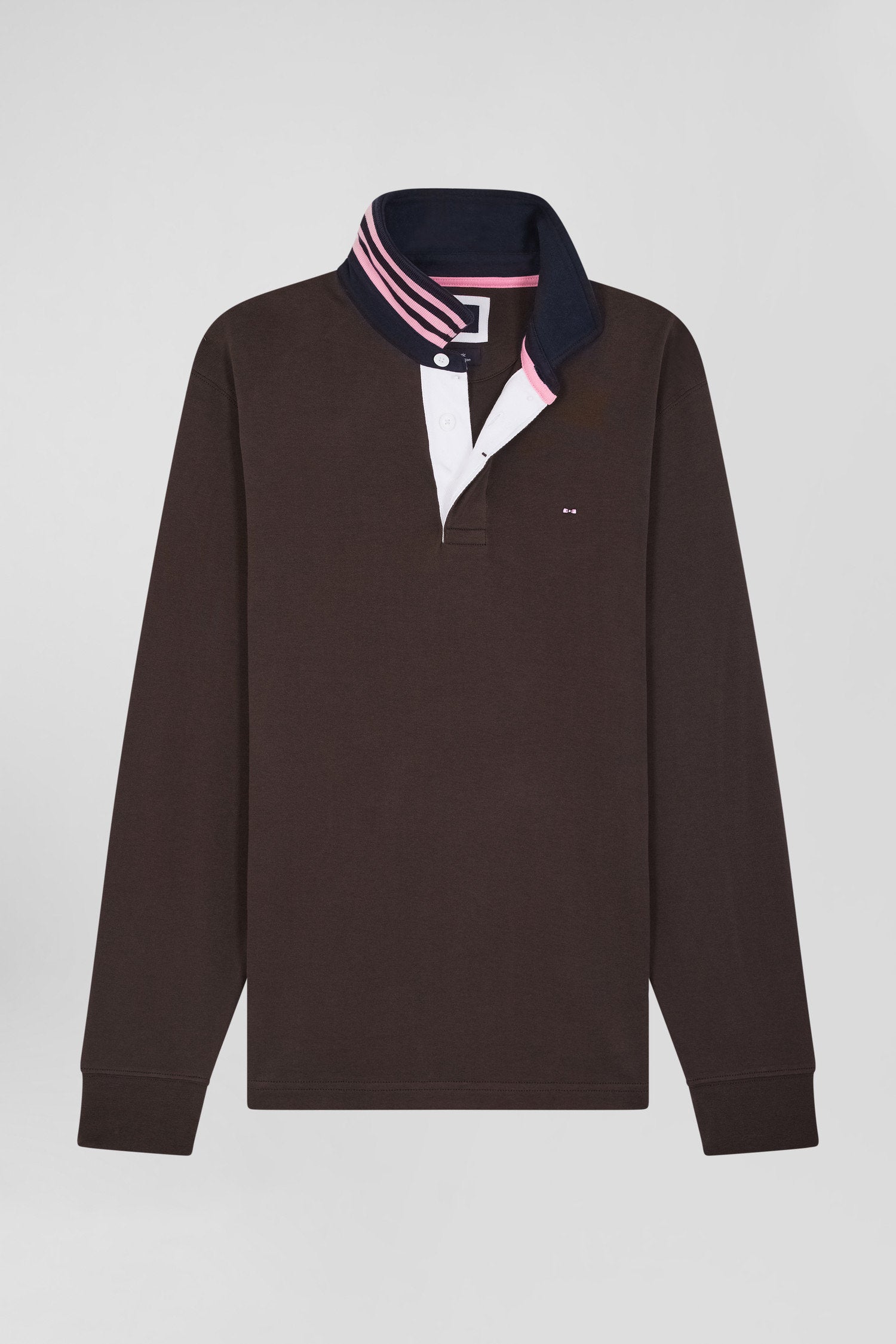 Regular Brown Long-Sleeved Pima Cotton Rugby Shirt_H24MAIML0001_MAF1_03