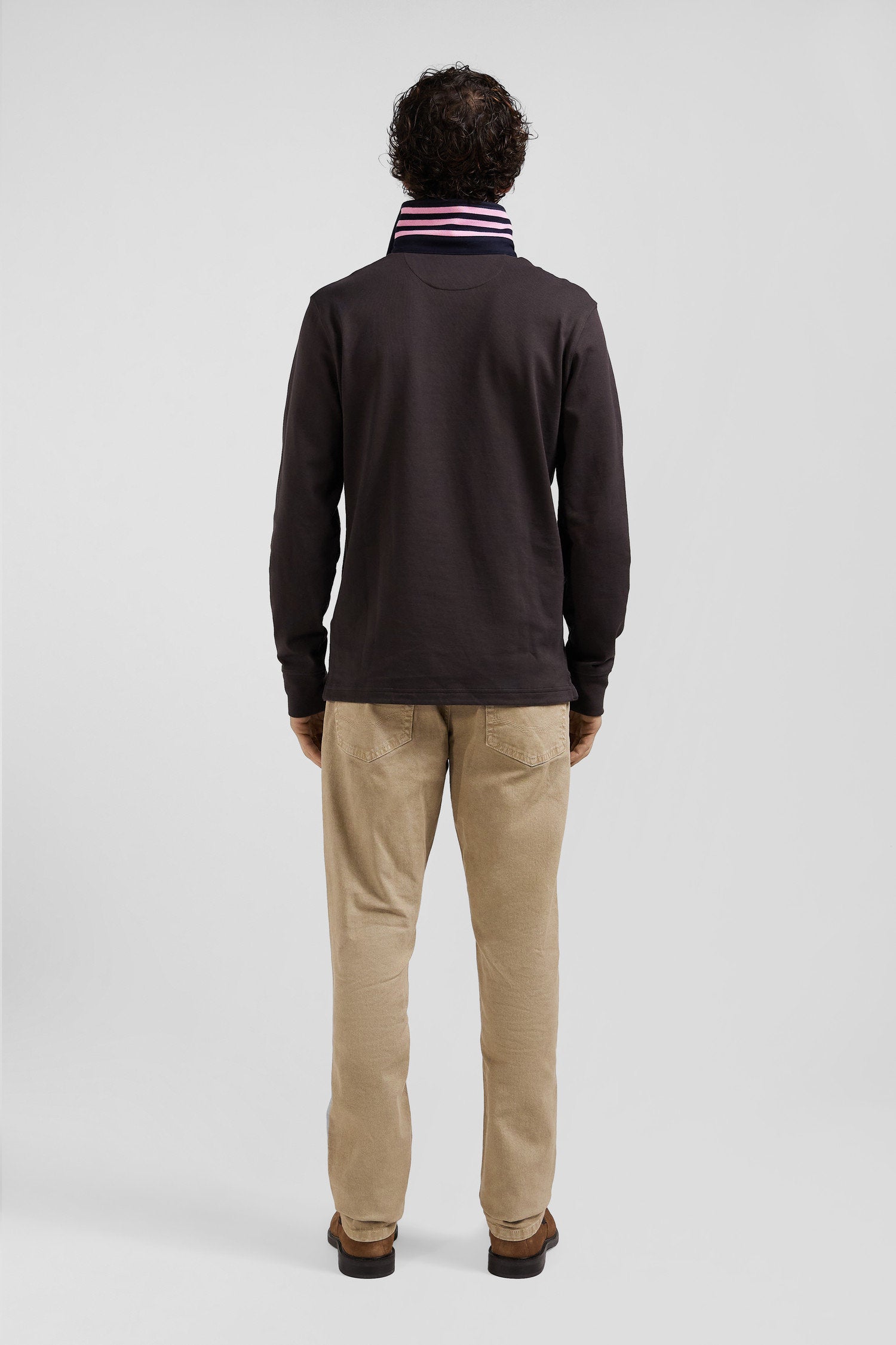 Regular Brown Long-Sleeved Pima Cotton Rugby Shirt_H24MAIML0001_MAF1_04