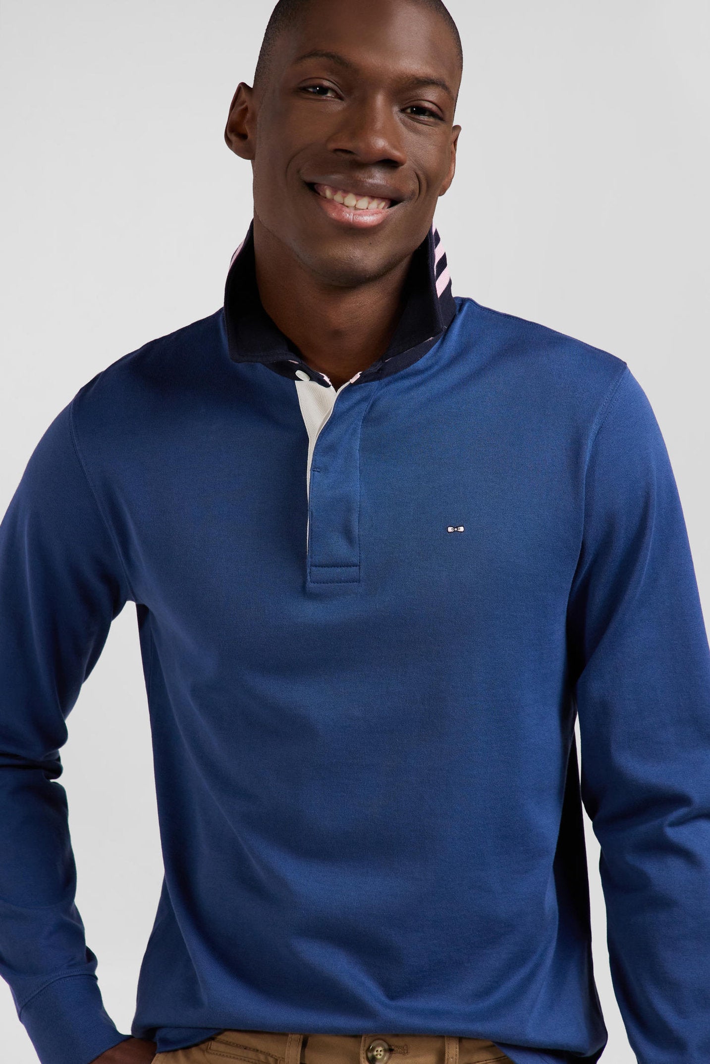 Regular Dark Blue Long-Sleeved Pima Cotton Rugby Shirt_H24MAIML0008_BLF7_01