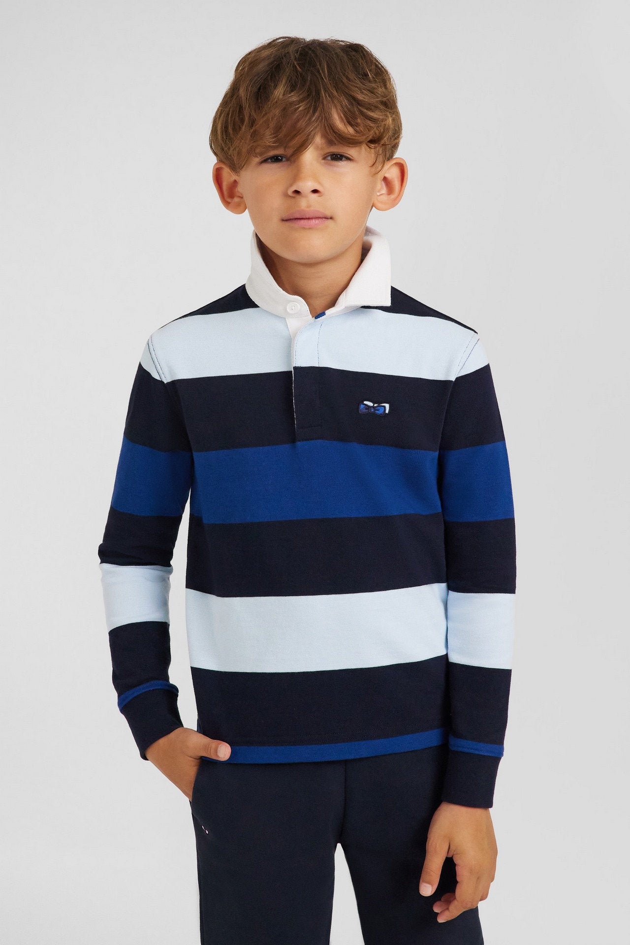 Regular Navy Blue Striped Long-Sleeved Cotton Rugby Shirt_01