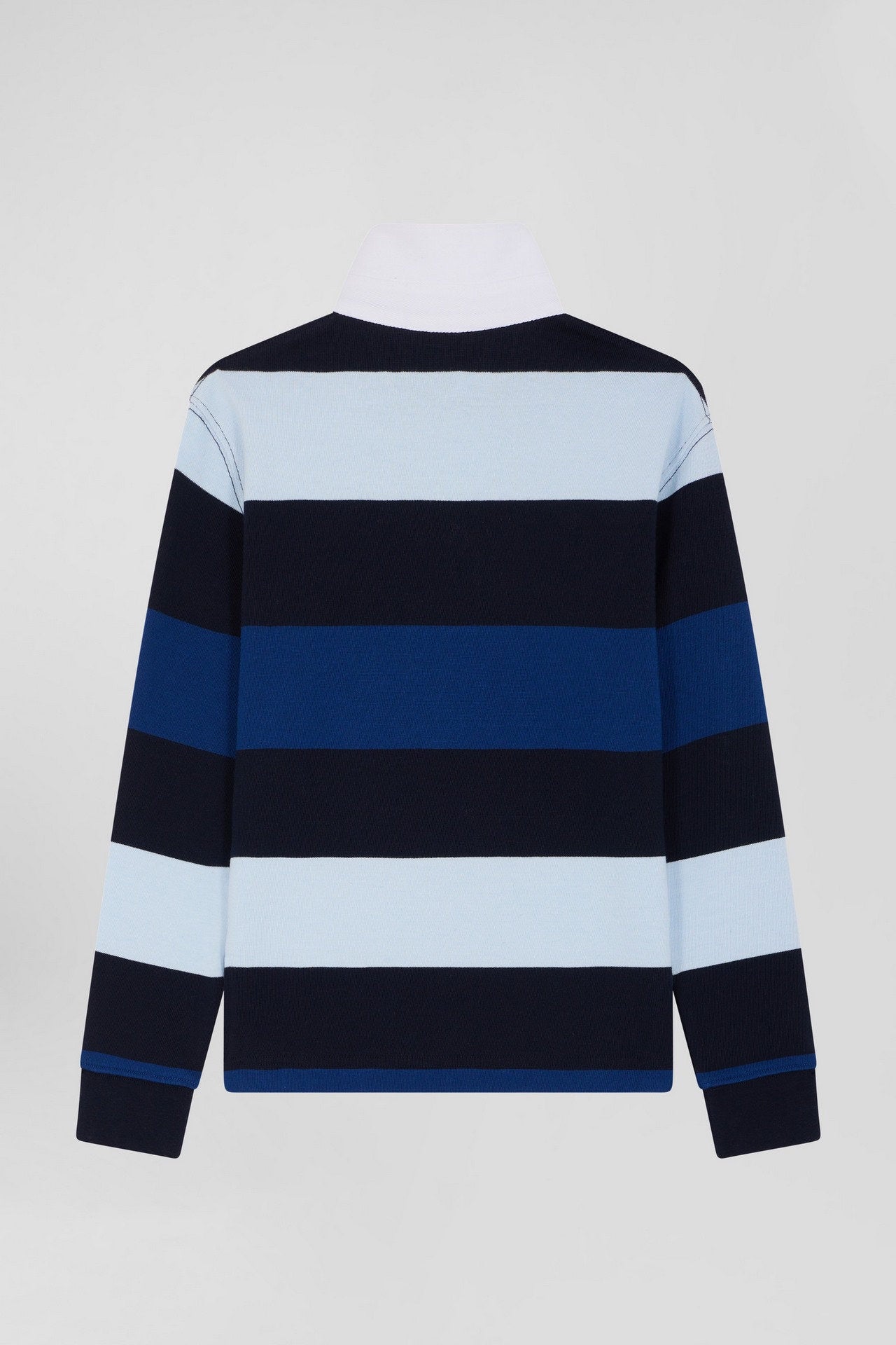 Regular Navy Blue Striped Long-Sleeved Cotton Rugby Shirt_05