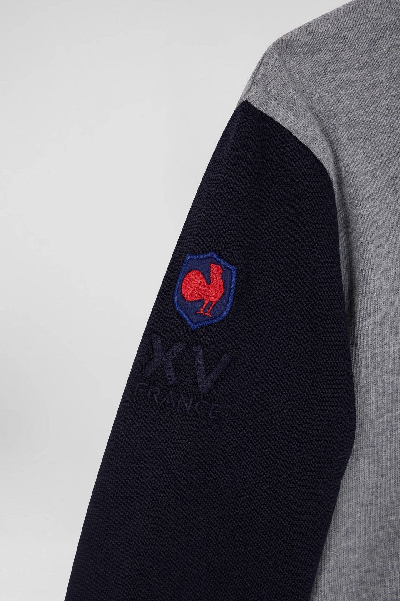 Regular Grey Tricolour Xv De France Long-Sleeved Cotton Rugby Shirt_08