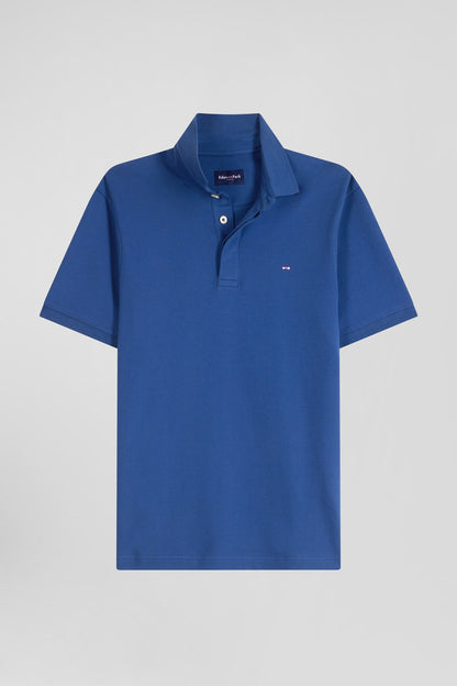 Slim Dark Blue Short-Sleeved Stretch Cotton Polo Shirt_04