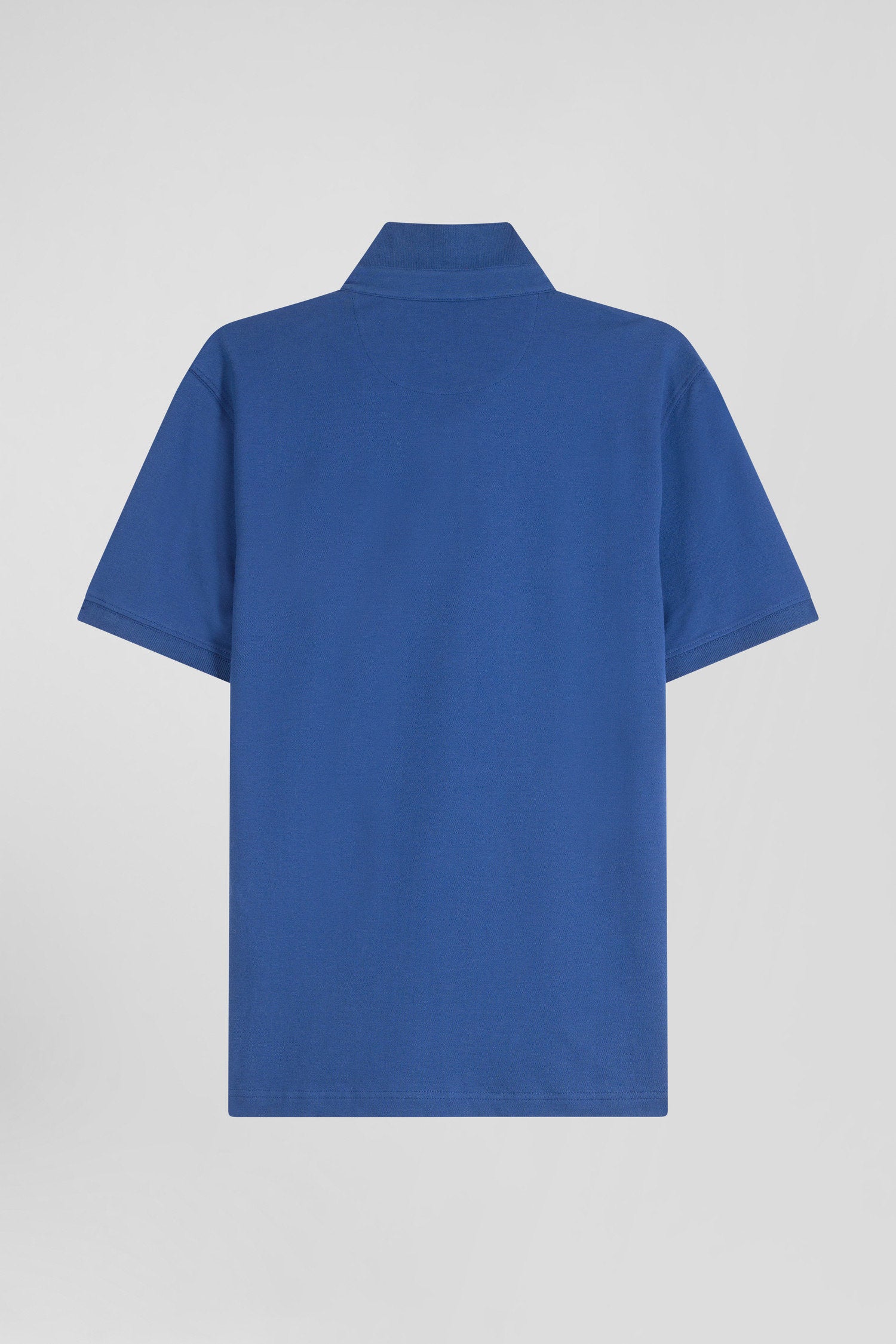 Slim Dark Blue Short-Sleeved Stretch Cotton Polo Shirt_05