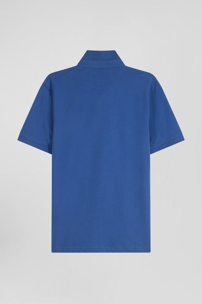 Slim Dark Blue Short-Sleeved Stretch Cotton Polo Shirt_05