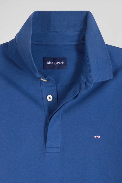 Slim Dark Blue Short-Sleeved Stretch Cotton Polo Shirt_06