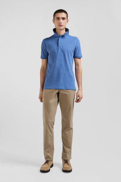 Slim Blue Short-Sleeved Stretch Cotton Polo Shirt_02