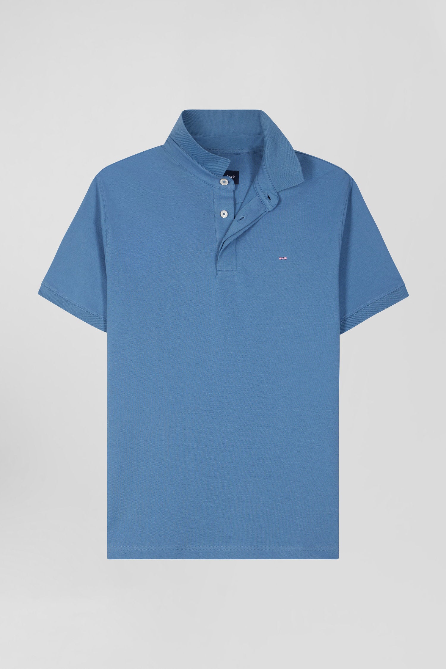 Slim Blue Short-Sleeved Stretch Cotton Polo Shirt_04