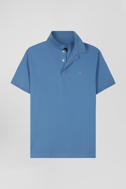 Slim Blue Short-Sleeved Stretch Cotton Polo Shirt_04