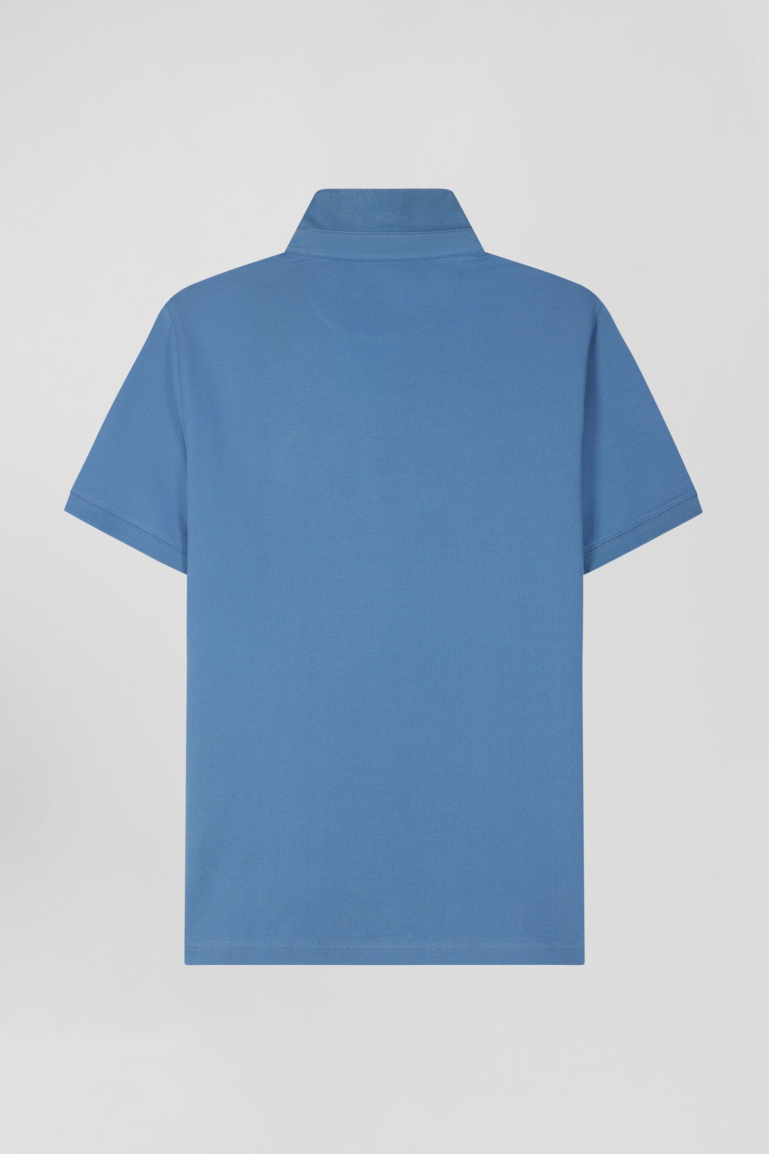 Slim Blue Short-Sleeved Stretch Cotton Polo Shirt_05