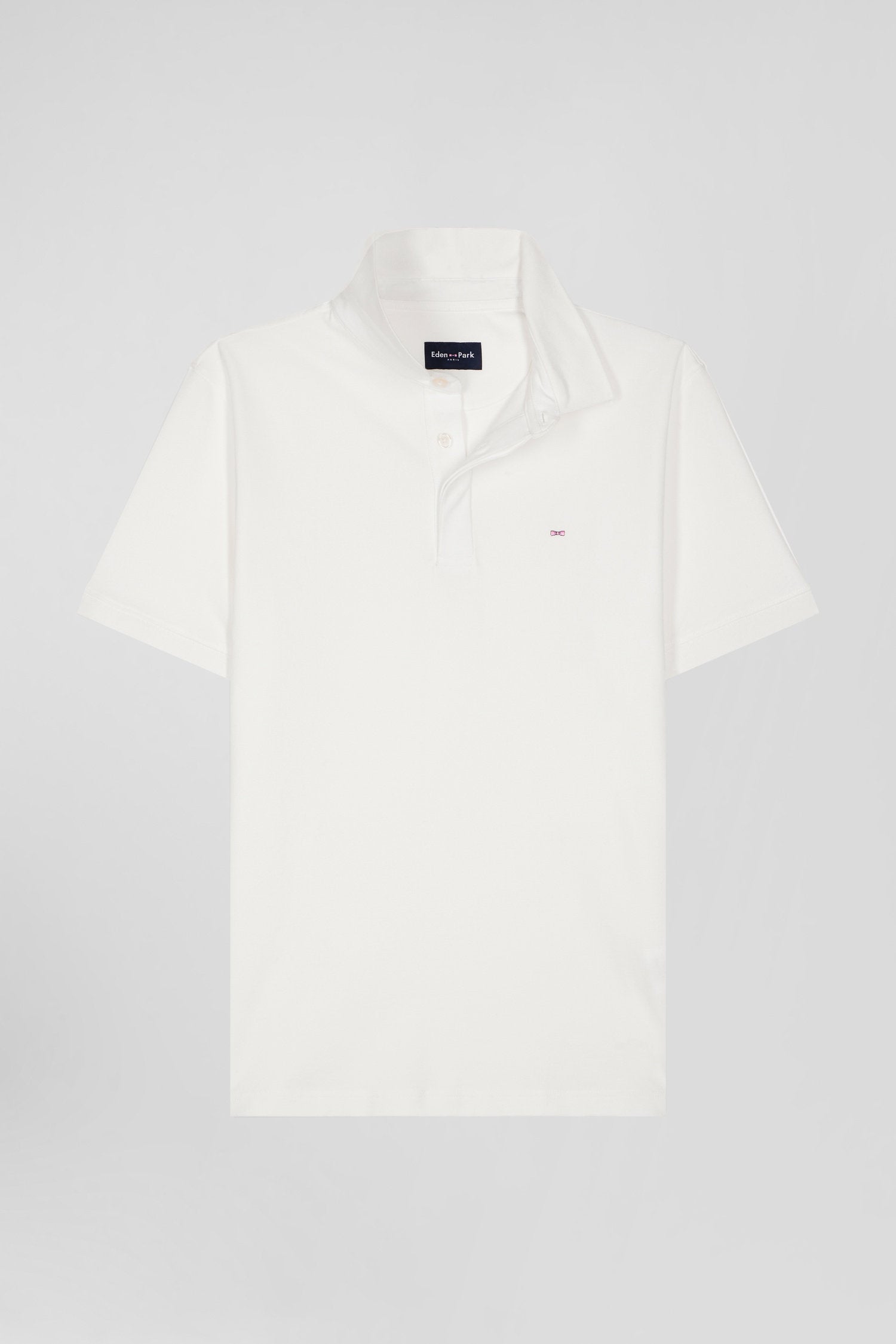 Slim Ecru Short-Sleeved Stretch Cotton Polo Shirt_04