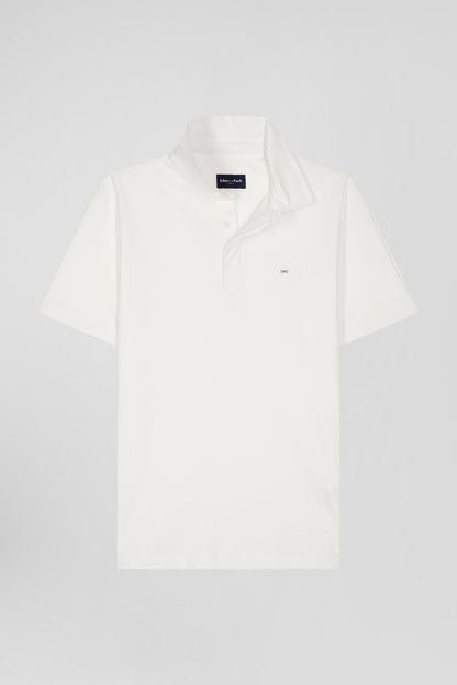 Slim Ecru Short-Sleeved Stretch Cotton Polo Shirt_04