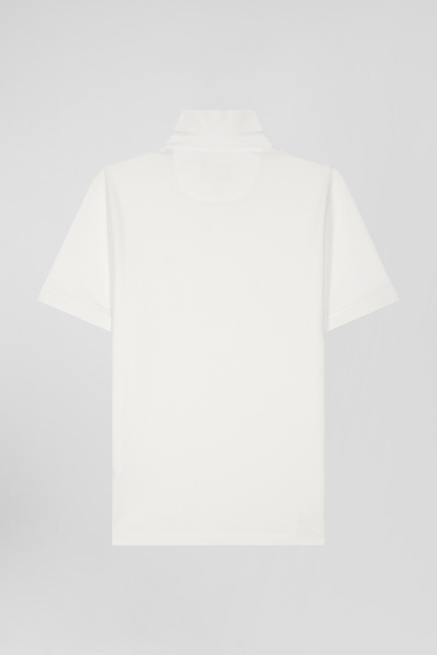 Slim Ecru Short-Sleeved Stretch Cotton Polo Shirt_05