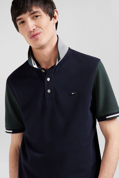 Regular Green Short-Sleeved Cotton PiquŽ Polo Shirt With Eden Park Jacquard Collar_01