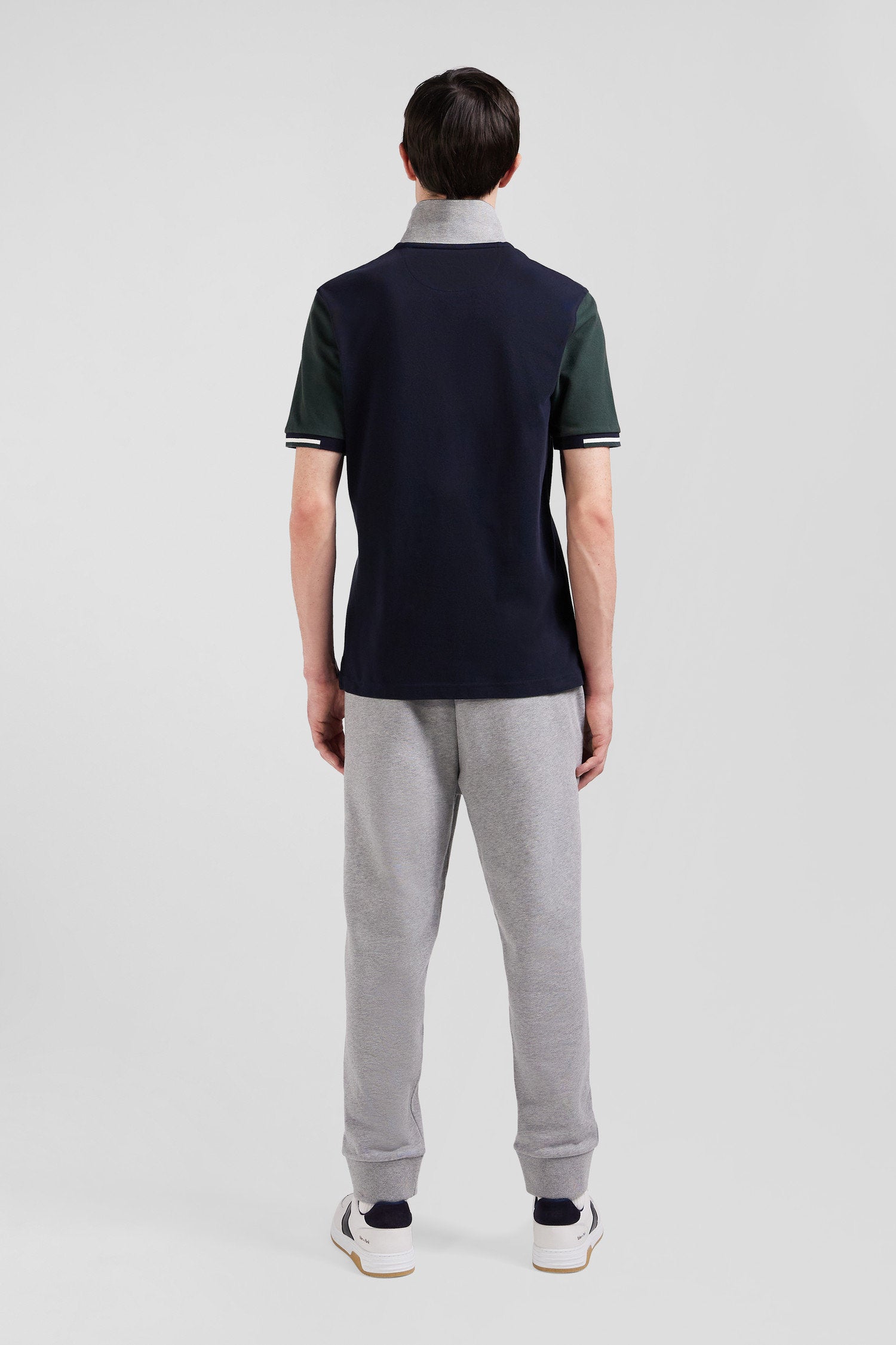 Regular Green Short-Sleeved Cotton PiquŽ Polo Shirt With Eden Park Jacquard Collar_03