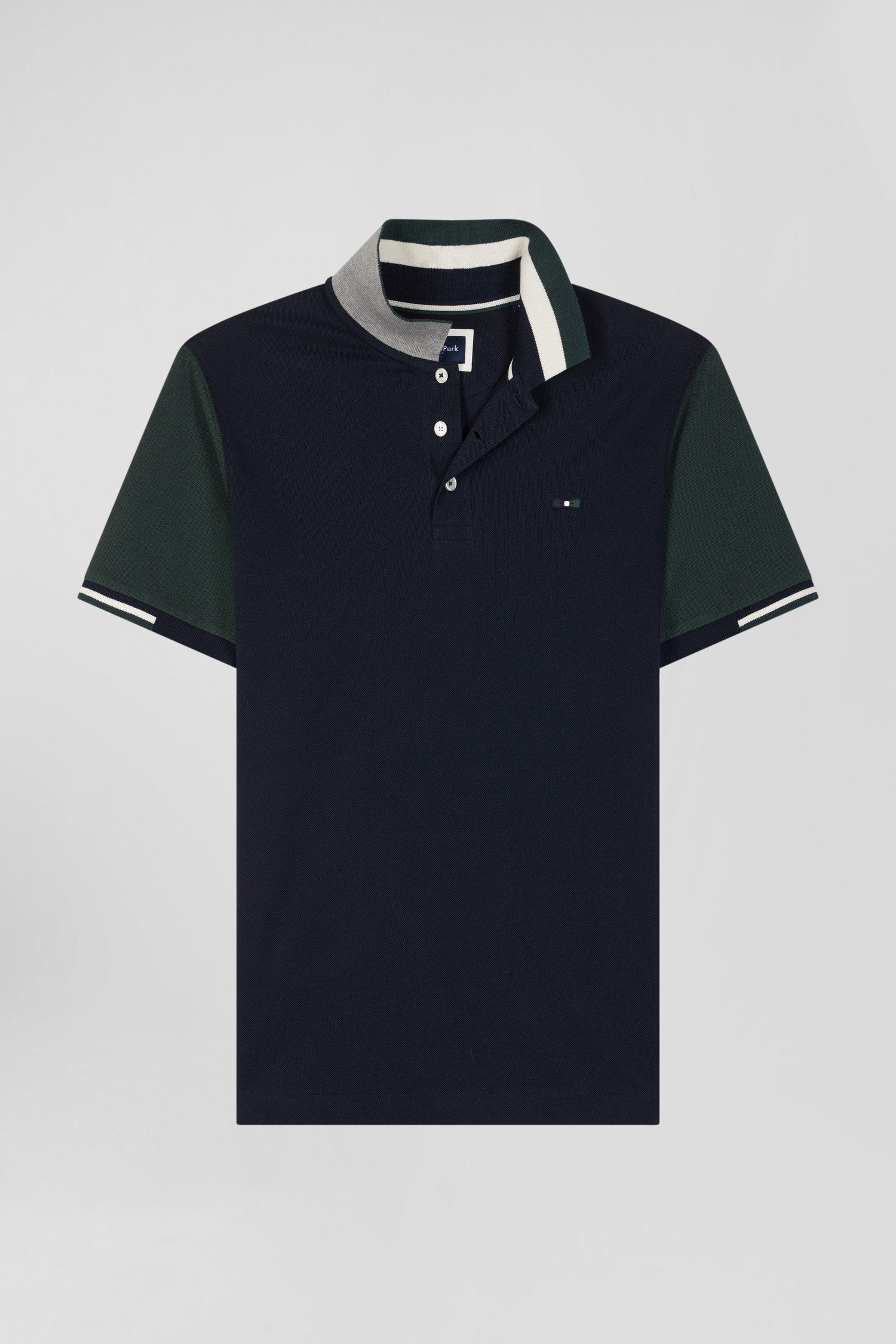 Regular Green Short-Sleeved Cotton PiquŽ Polo Shirt With Eden Park Jacquard Collar_04