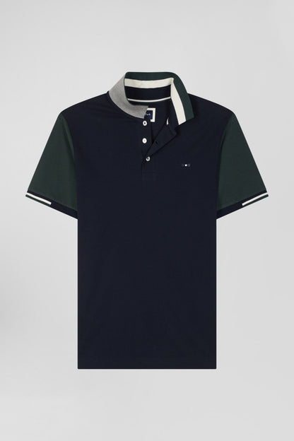 Regular Green Short-Sleeved Cotton PiquŽ Polo Shirt With Eden Park Jacquard Collar_04