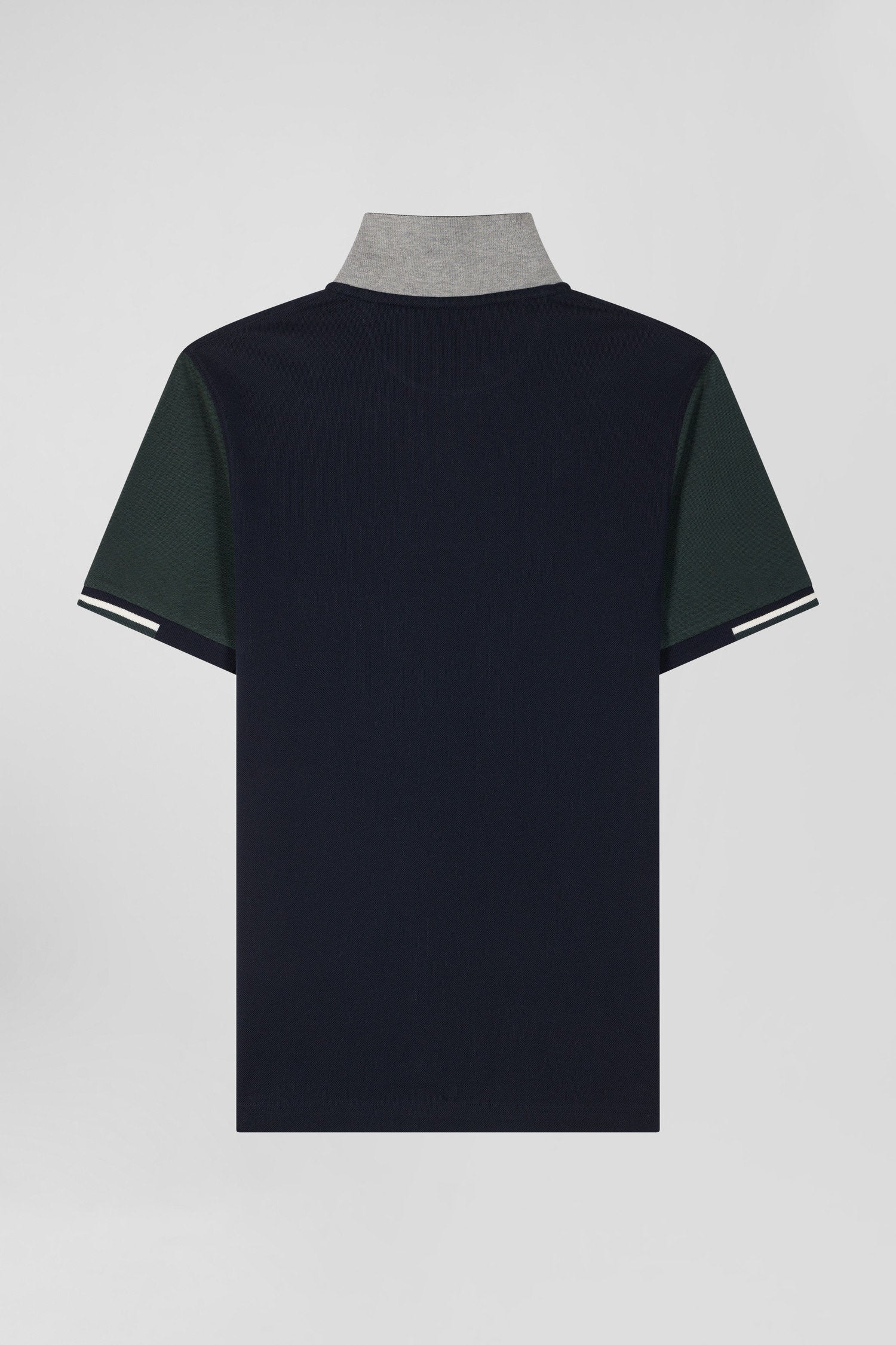 Regular Green Short-Sleeved Cotton PiquŽ Polo Shirt With Eden Park Jacquard Collar_05