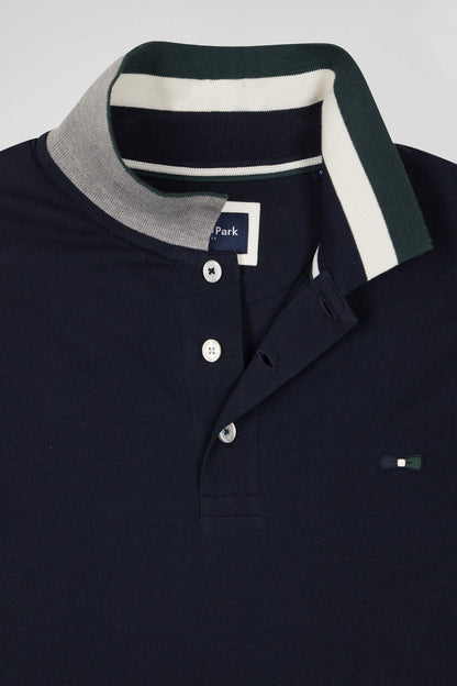 Regular Green Short-Sleeved Cotton PiquŽ Polo Shirt With Eden Park Jacquard Collar_06