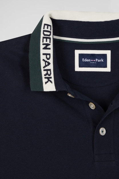 Regular Green Short-Sleeved Cotton PiquŽ Polo Shirt With Eden Park Jacquard Collar_08