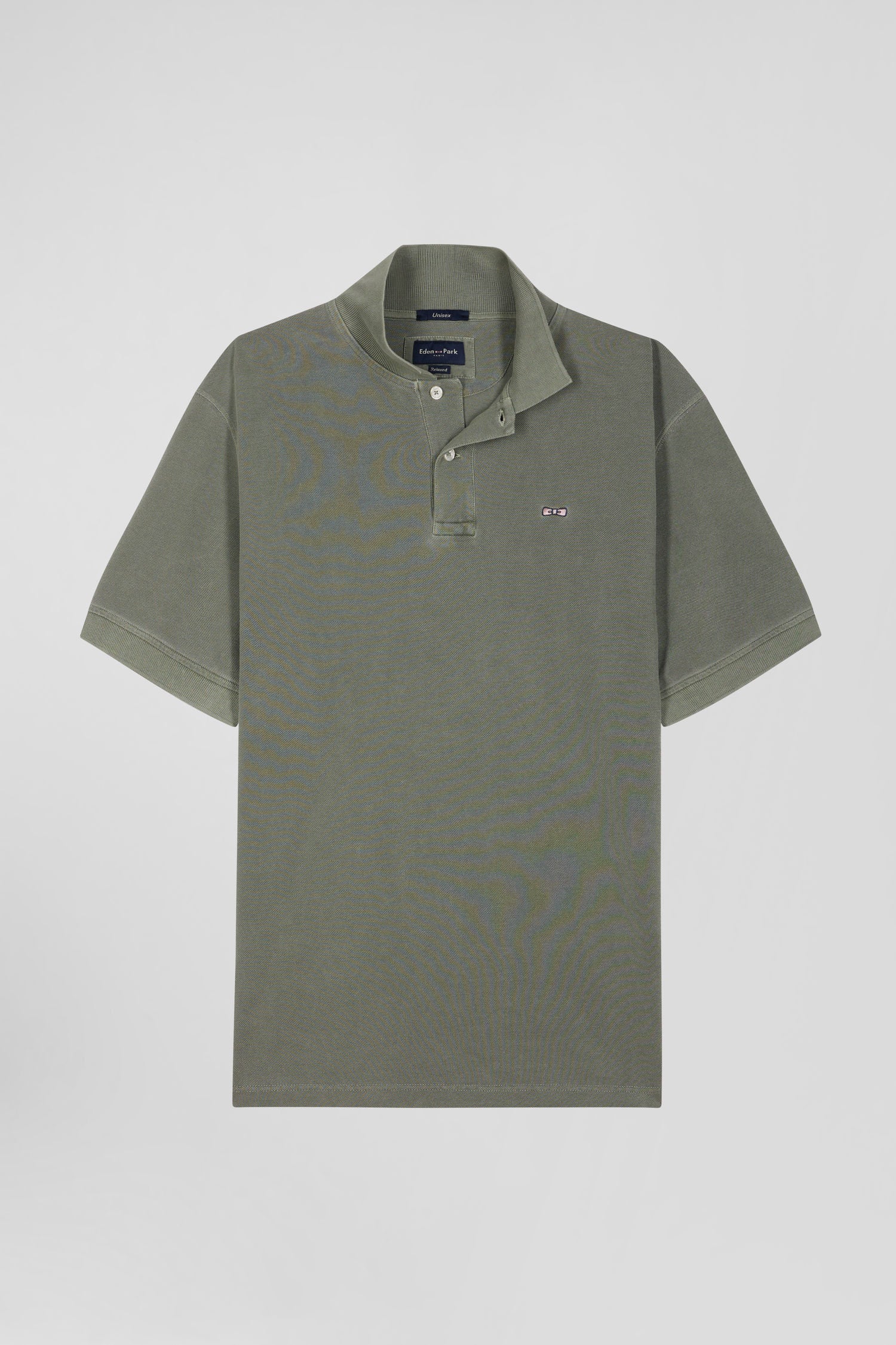 Oversized Khaki Unisex Short-Sleeved Cotton Pique Polo Shirt_H24MAIPC0008_KAM19_03