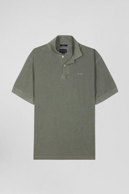 Oversized Khaki Unisex Short-Sleeved Cotton Pique Polo Shirt_H24MAIPC0008_KAM19_03