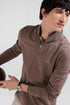 Slim Brown Long-Sleeved Stretch Cotton Polo Shirt With Striped Finishes_01