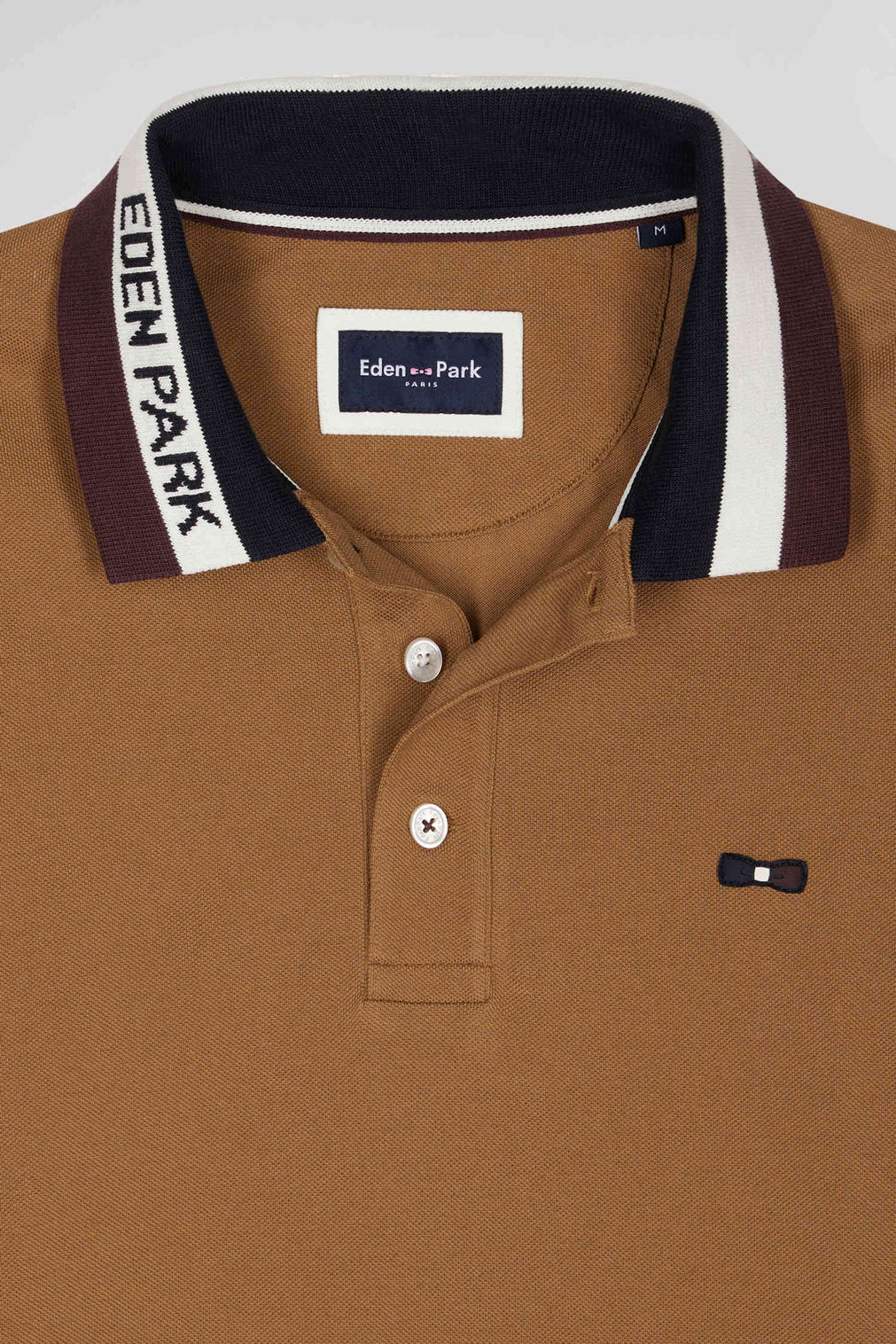 Regular Camel Bicolor Long-Sleeved Cotton PiquŽ Polo Shirt with Jacquard Collar_H24MAIPL0011_BEF4_07