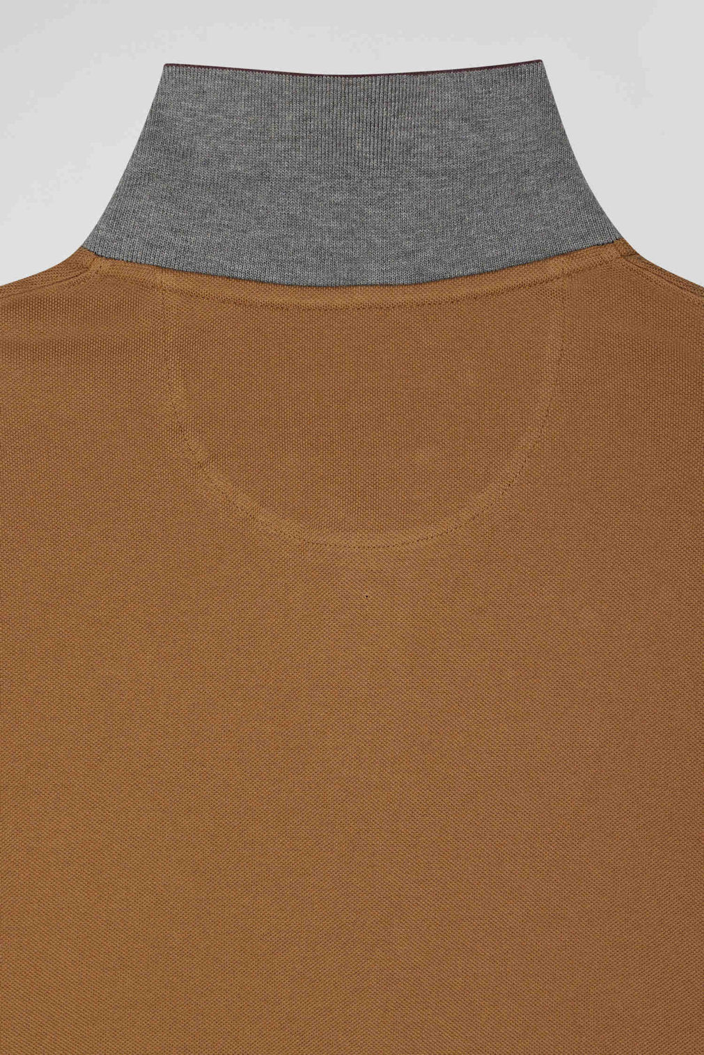 Regular Camel Bicolor Long-Sleeved Cotton PiquŽ Polo Shirt with Jacquard Collar_H24MAIPL0011_BEF4_08