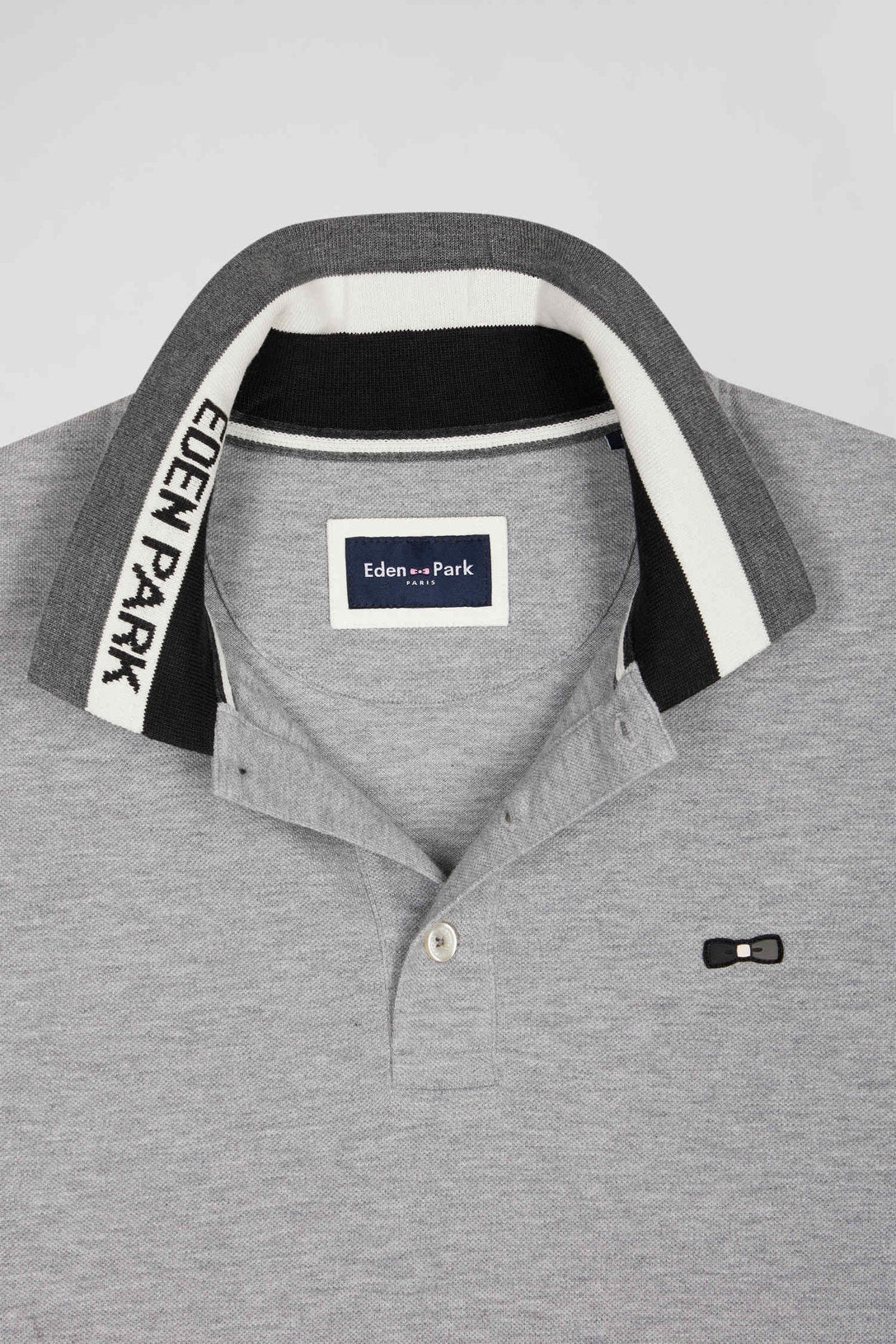 Regular Black Bicolor Long-Sleeved Cotton PiquŽ Polo Shirt with Jacquard Collar_H24MAIPL0011_NO_06