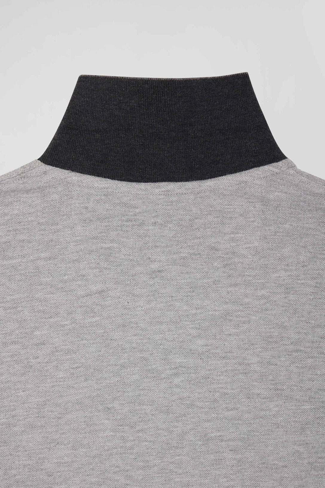 Regular Black Bicolor Long-Sleeved Cotton PiquŽ Polo Shirt with Jacquard Collar_H24MAIPL0011_NO_08