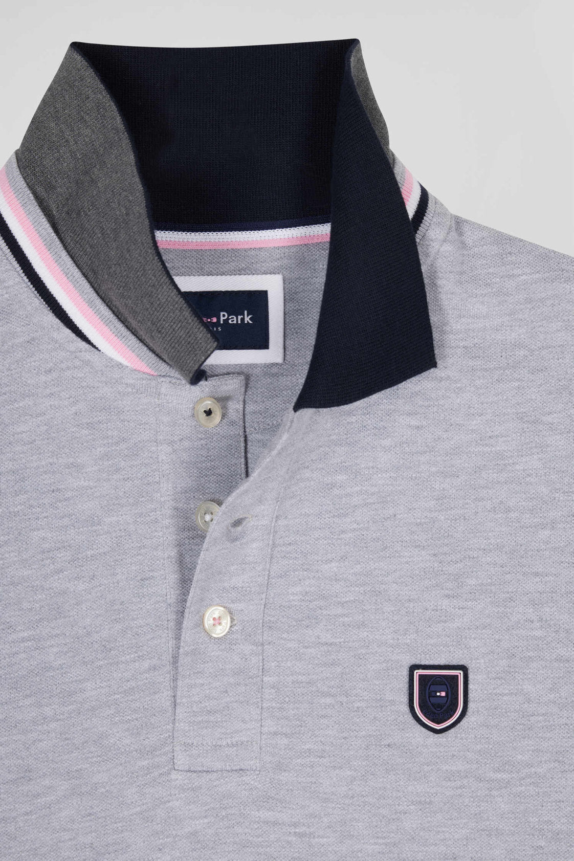 Regular Grey Long-Sleeved Cotton PiquŽ Polo Shirt with Rubber Badge_H24MAIPL0022_GRM24_06