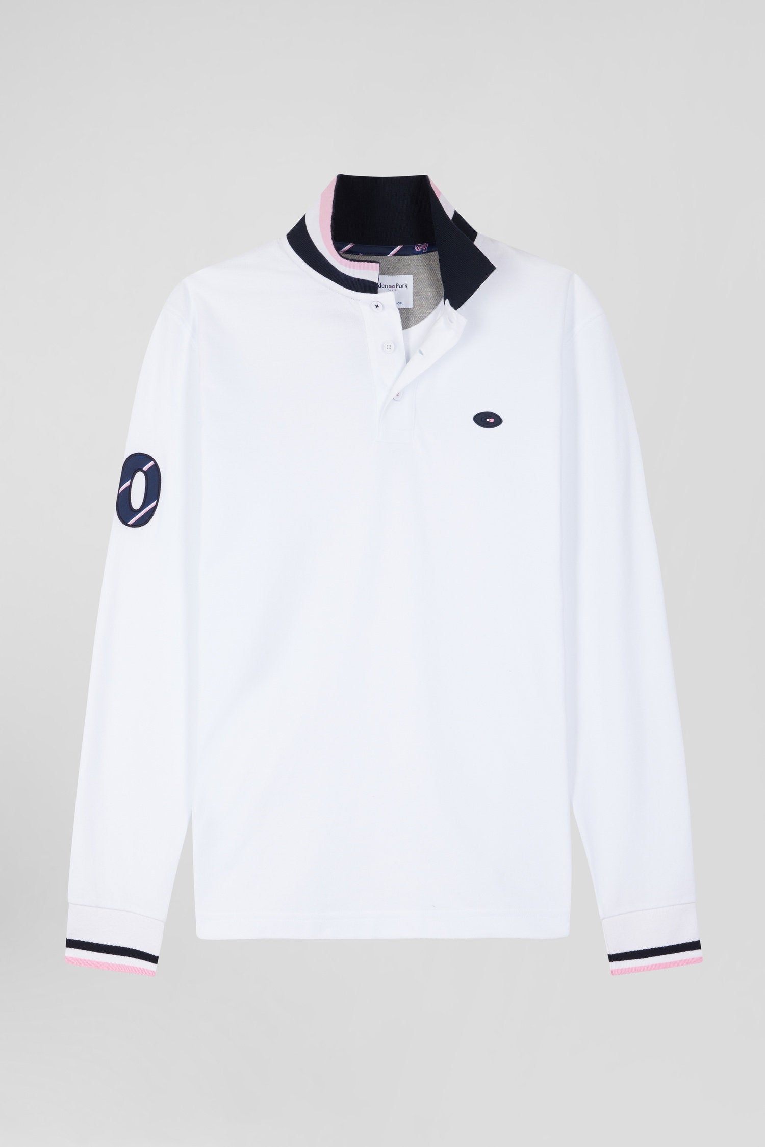 Regular White Long-Sleeved Cotton PiquŽ Polo Shirt With Xv De France Embroidery_04