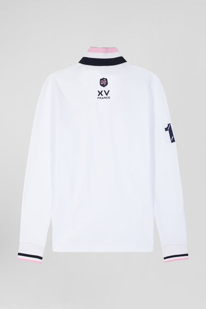 Regular White Long-Sleeved Cotton PiquŽ Polo Shirt With Xv De France Embroidery_05