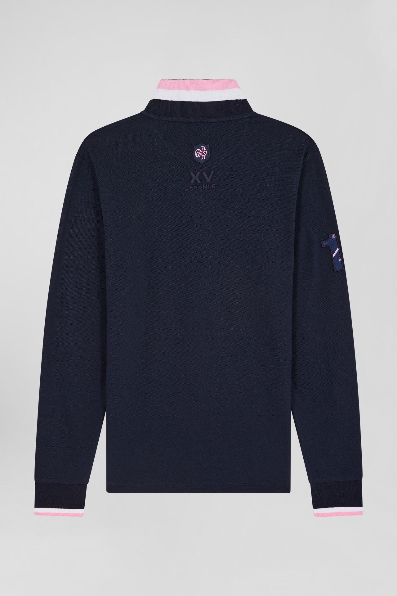 Regular Navy Long-Sleeved Cotton PiquŽ Polo Shirt With Xv De France Embroidery_05