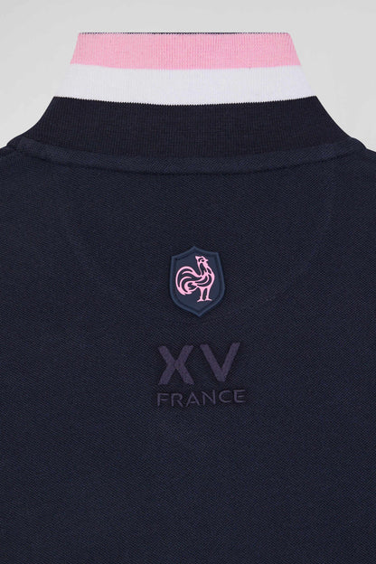 Regular Navy Long-Sleeved Cotton PiquŽ Polo Shirt With Xv De France Embroidery_09