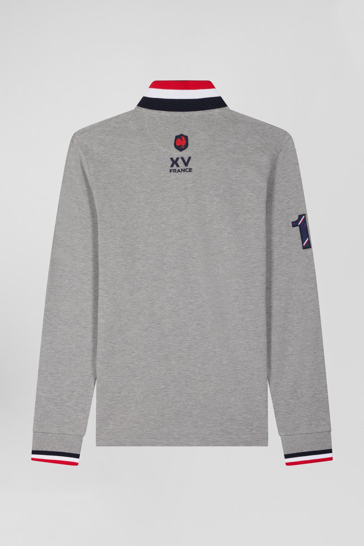 Regular Grey Long-Sleeved Cotton PiquŽ Polo Shirt With Xv De France Embroidery_05