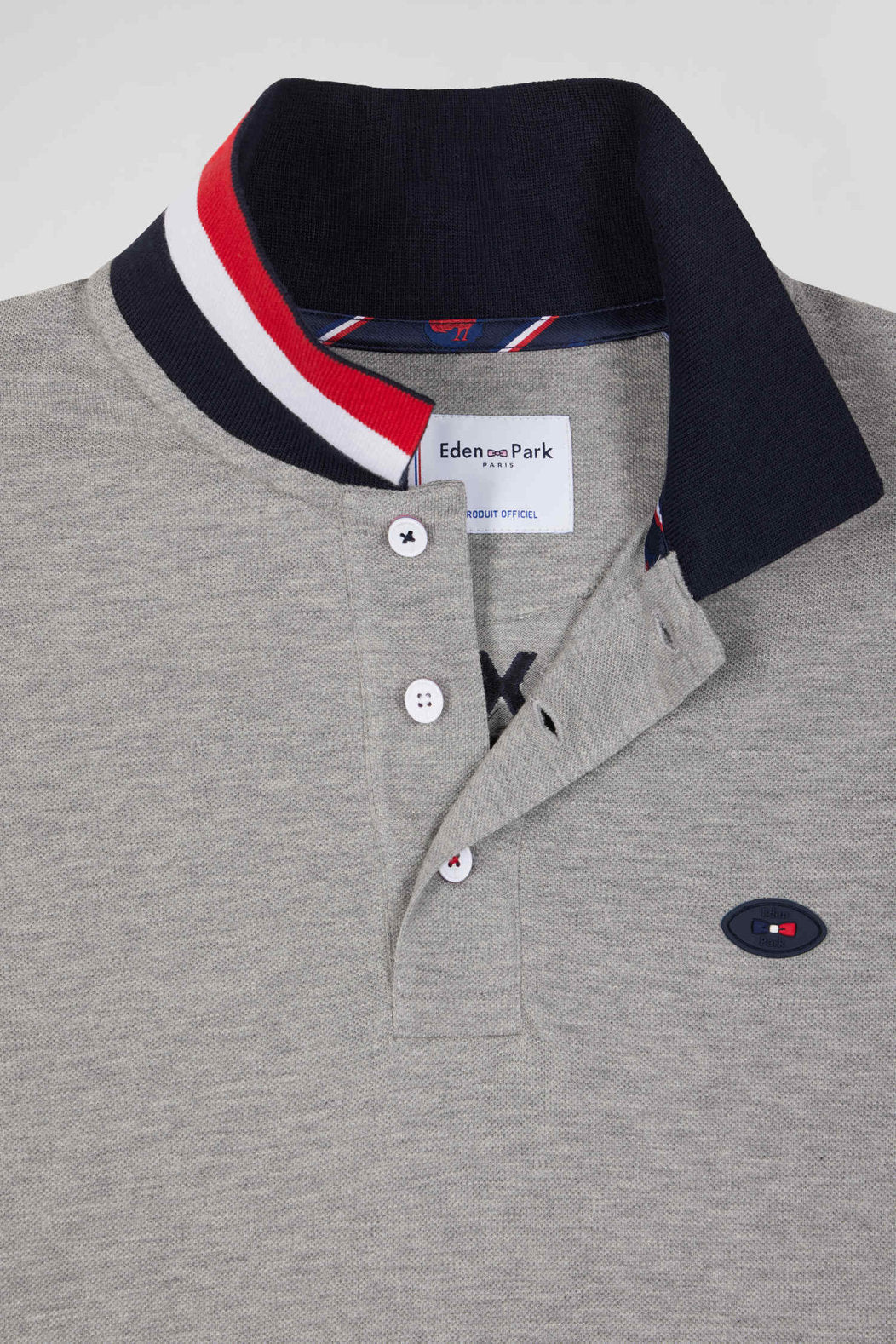 Regular Grey Long-Sleeved Cotton PiquŽ Polo Shirt With Xv De France Embroidery_06