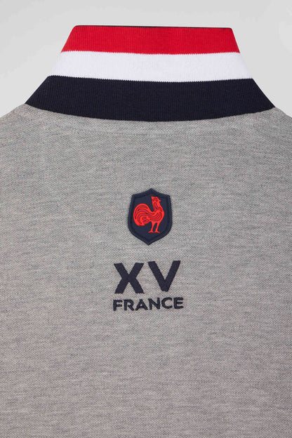 Regular Grey Long-Sleeved Cotton PiquŽ Polo Shirt With Xv De France Embroidery_07