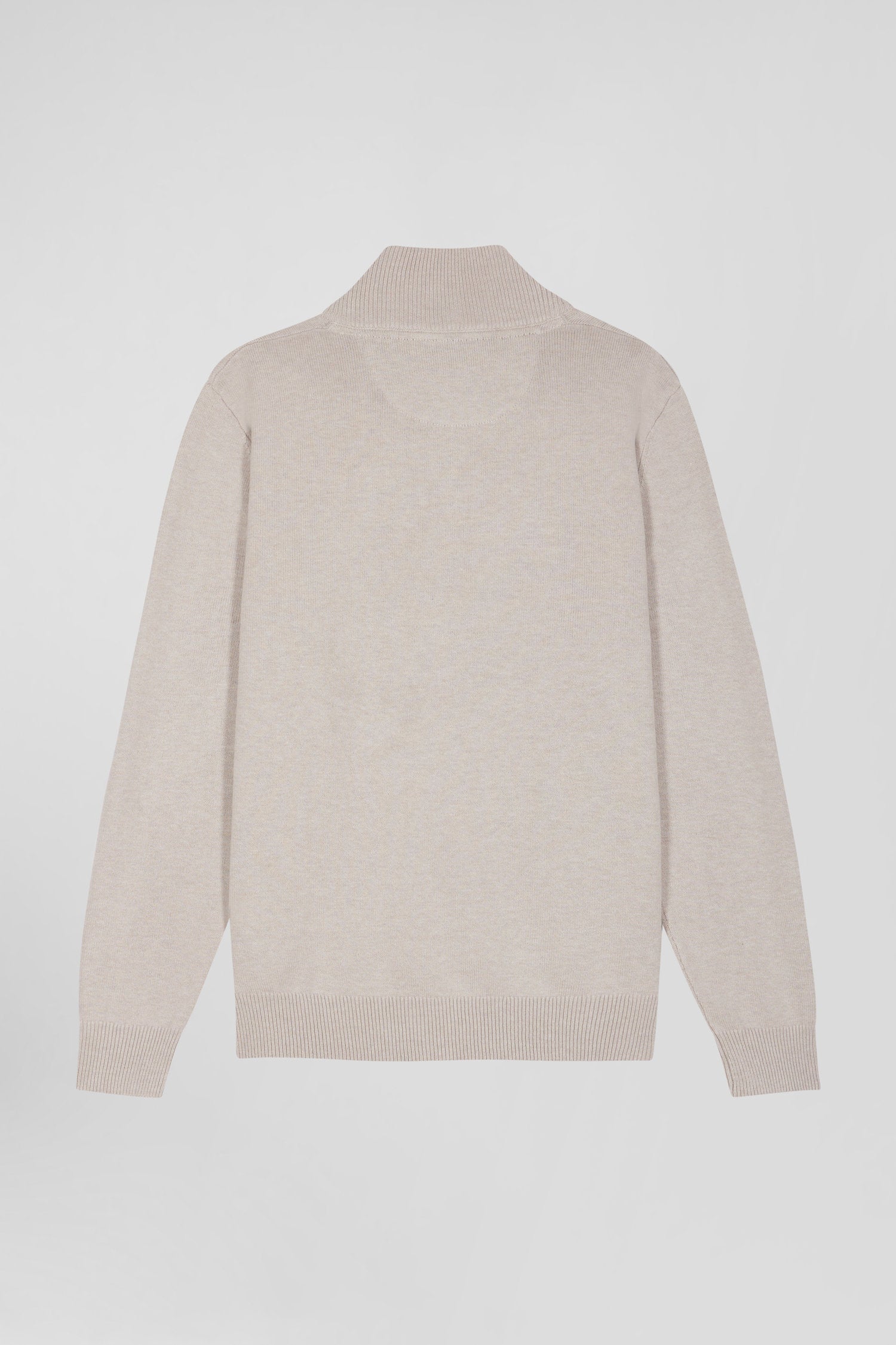 Regular Beige Semi-Zipped Wool and Cotton Jumper_H24MAIPU0006_BEC2_05