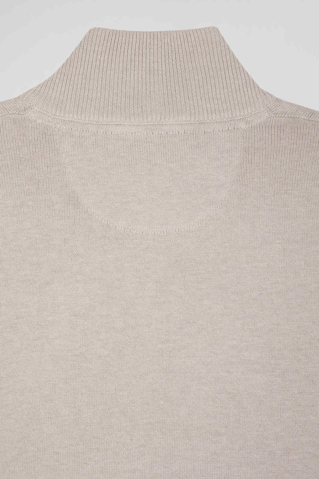 Regular Beige Semi-Zipped Wool and Cotton Jumper_H24MAIPU0006_BEC2_08