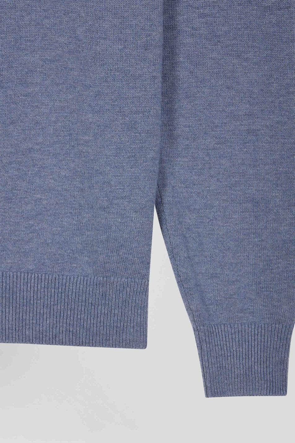 Regular Light Blue Semi-Zipped Wool And Cotton Jumper_07