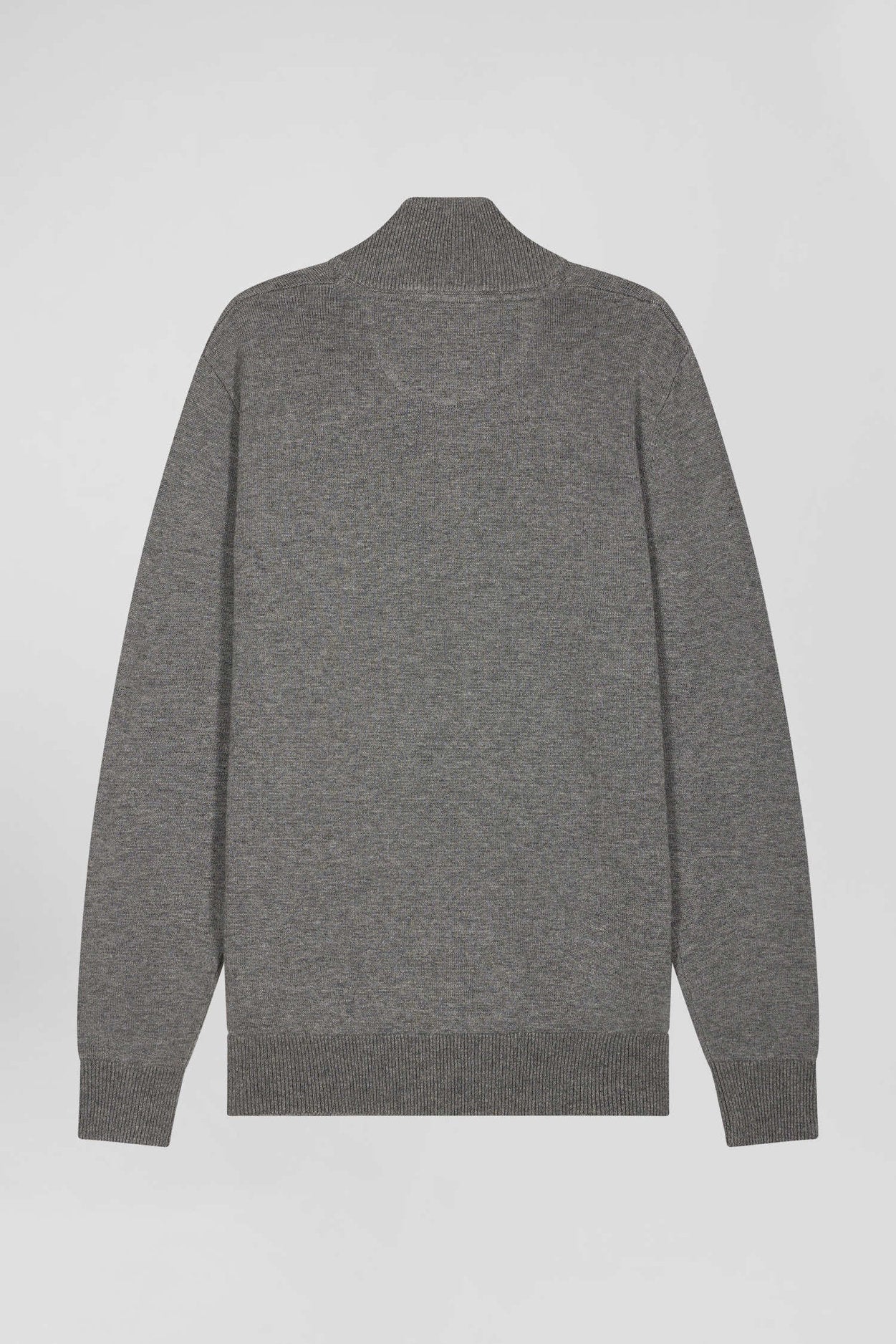 Regular Light Grey Semi-Zipped Wool and Cotton Jumper_H24MAIPU0006_GRM19_05