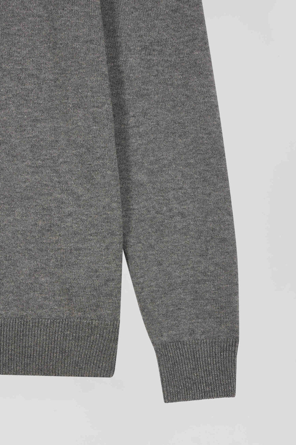 Regular Light Grey Semi-Zipped Wool and Cotton Jumper_H24MAIPU0006_GRM19_07